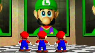 What happens when 3 Marios enter the Luigi Painting in Super Mario 64 [upl. by Hansiain]