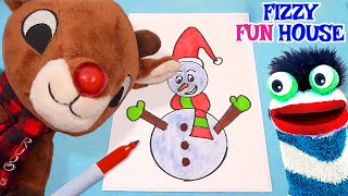 Fizzy and Rudolph Have Fun Colouring Christmas Tree Decorations  Fun Videos For Kids [upl. by Ariait392]