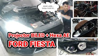 FORD FIESTA  PROJECTOR BILED PRO7  LED AUTOVISION  UPGRADE LAMPU TERANG [upl. by Asyl]