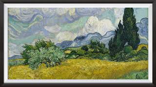 Famous Painting Tv Art Wallpaper  Wheat Field with Cypresses Vincent Van Gogh [upl. by Lsiel]