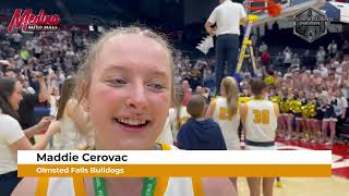 Olmsted Falls Bulldogs Maddie Cerovac after their 5245 D1 State Championship win over Springboro [upl. by Swehttam]