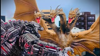 Mecha Godzilla vs King Ghidorah an epic battle stop motion [upl. by Winou]