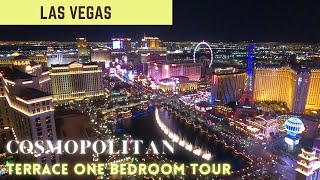 Cosmopolitan Las Vegas Terrace Room Series Part 1  Terrace One Bedroom Fountain View Room Tour [upl. by Nitsrek851]