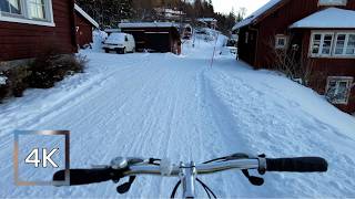 Winter Bike Ride in Swedish Mountain Town ❄️  4K 60 fps [upl. by Norrahc534]