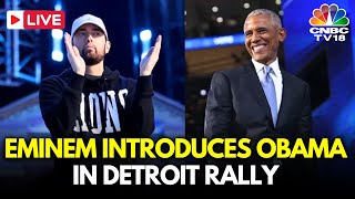 LIVE Eminem Introduces Barack Obama at Kamala Harris Rally in Detroit  2024 US Elections  N18G [upl. by Yeliak]