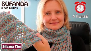 Punto Fácil Suave para tejer Bufanda Tutorial Tejido a dos agujas № 802 [upl. by Annelak]