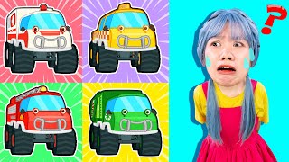 Five Little MONSTER TRUCKS  Learning Vehicles For Kids  More Nursery Rhymes [upl. by Aikcin]