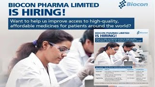 Biocon Ltd Urgent Recruitment for ProductionPackingEngineering Multiple Positions [upl. by Krenek]