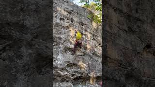 Darwins Theory 512b Fun route at Jackson Falls with an amazing crux move climbing rockclimbing [upl. by Alleuqram]