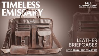 Timeless Emissary Brown Leather Briefcase By Handmade World  Messenger Bag  Crossbody [upl. by Aneeh12]