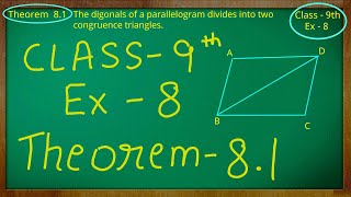 Class  9th Mathematics Quadrilaterals  Exercise 8 Theorem 81 [upl. by Belloir]