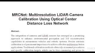 MRCNet Multiresolution LiDAR Camera Calibration Using Optical Center Distance Loss Network [upl. by Misak824]