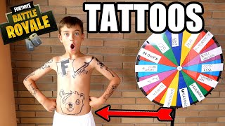 ME TATUO DIBUJOS DE FORTNITE LA RULETA DECIDE [upl. by Gil]