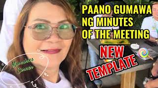 PAANO GUMAWA NG MINUTES OF THE MEETING  NEW TEMPLATE barangay session secretary videotutorial [upl. by Cissej]