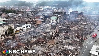 Drone video shows scale of Japan earthquake devastation [upl. by Ettezel]