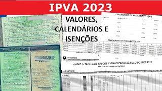 IPVA 2023  VALORES CALENDÁRIO DE PAGAMENTOS E ISENÇÕES [upl. by Agbogla]