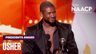 Usher Thanks The Strong Women In His Life Winning The Presidents Award  NAACP Image Awards 24 [upl. by Learrsi]