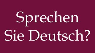 How to Pronounce Sprechen Sie Deutsch Do you speak German Correctly in German [upl. by Natale]