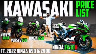 All Kawasaki Bikes In India Latest Price List 🏍️ Ft 2022 Z900 Ninja 650 Ninja 300 amp More 💥 Sugomi [upl. by Nyleikcaj]