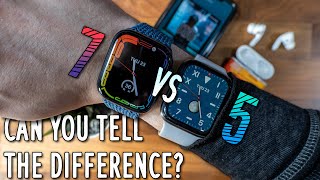 Apple Watch 45mm Series 7 vs 44mm Series 5 Worth The Upgrade  Unboxing Review amp Comparisons [upl. by Rahmann]