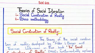 Social Construction of Reality  Ethnomethodology SOC211 pu [upl. by Atekal]