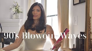 Salon Blowout At Home With A Straightener  90’s Blowout Waves  Hair Tutorial Laura Marquez [upl. by Erdnaid]