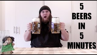 5 Beers In 5 Minutes Challenge VOMIT ALERT [upl. by Kirbee]