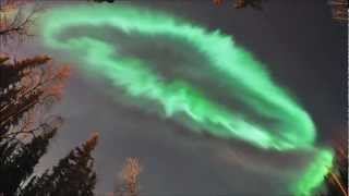 Coronal aurora over UAF ski trail March 17 AM 2013 [upl. by Annailuj]