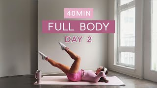 Day 2  1 Month Pilates Plan  40MIN ‘hourglass’ full body pilates  no equipment or repeats [upl. by Nylemaj]