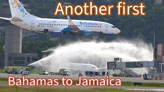 Bahamas air inaugural flight 🇯🇲 airplane spotting Montego Bay Jamaica [upl. by Ahsiekyt]