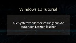 Alle Systemwiederherstellungspunkte außer den letzten Systemwiederherstellungspunkt löschen [upl. by Avrenim610]