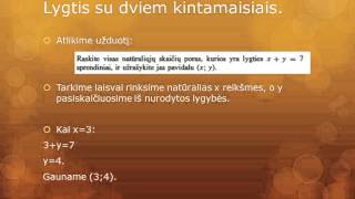 quotMatematika lengviauquot Lygtys su dviem kintamaisiais 7 pamoka 9 klasei [upl. by Madlen]