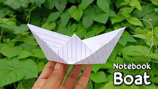 how to make notebook paper boat only 1 Minutes paper boat notebook paper se boat kese banaye [upl. by Amalburga]