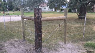 How to install a H brace corner for barb wire fence [upl. by Neeron553]