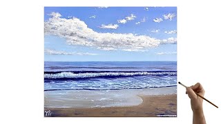 PAINTING TUTORIAL Acrylic Ocean for Beginners  Katie Jobling Art [upl. by Yruy]