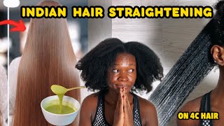 The results were unexpected😱 I Tried Viral Indian Hair Straightening Treatment on My Type 4 Hair [upl. by Nitsraek]