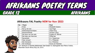 IMPORTANT Afrikaans Poetry Terminology Grade 12 Afrikaans [upl. by Genisia61]