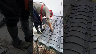 Installation process of roof tiles of antique pavilion [upl. by Galan186]