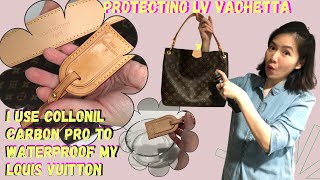 100 Success Protecting my brand new LOUIS VUITTON vachetta leather with Collonil Carbon Pro [upl. by Aihtnamas]