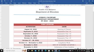 SCHOOL ELEMENTARY CALENDAR for 2022 TO 2023 [upl. by Analrahc225]