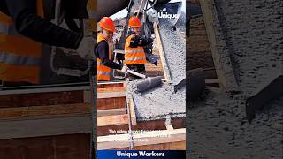 Construction workers pouring concrete  The workers do their job perfectly  machine shorts [upl. by Sidky]