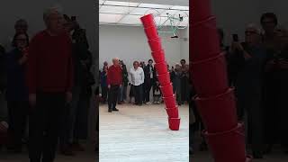 Artist Roman Signer activates his sand bucket sculpture at Malmö Konsthall [upl. by Christel]