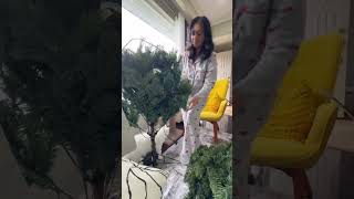 TREEMENDOUS Unboxing my 7ft Christmas tree christmastreeunboxing pajamas holidaydecor trend [upl. by Mei693]