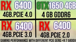 RX 6400 VS GTX 1650 GAMING BENCHMARK DIFFERENT PCIE GENS RX 6400 PCIE 40 VS PCIE 30 VS PCIE 20 [upl. by Hnaht923]