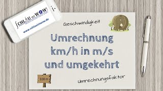 kmh in ms umrechnen und umgekehrt [upl. by Nyrtak445]