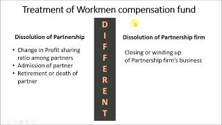 Dissolution of Partnership firm Treatment of Workmen compensation fund [upl. by Pressman]