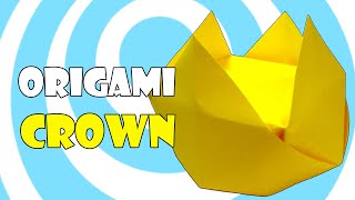 Easy Paper Origami Crown Instructions [upl. by Namlas]