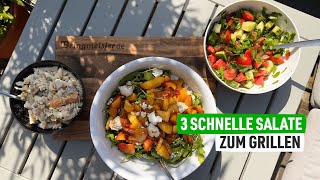 Salate zum Grillen 🥗 3 wirklich schnelle amp einfache SalatRezepte als leckere Grillbeilage [upl. by Ebner]