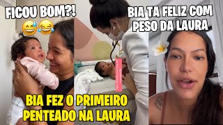 BIA CHAGAS FEZ O PRIMEIRO PENTEADO NA LAURA CONSULTA NA PEDIATRA BIA TA FELIZ COM PESO DA LAURA [upl. by Yssirhc684]