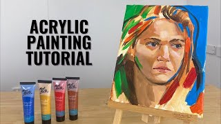 How to paint a Portrait with Acrylic Paints  BEGINNER FRIENDLY [upl. by Niple]